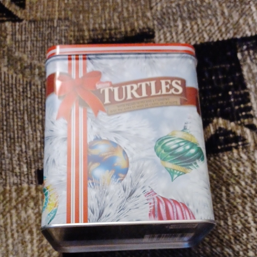 $4 Add-on Turtles Holiday Tin with Festive Design - Empty